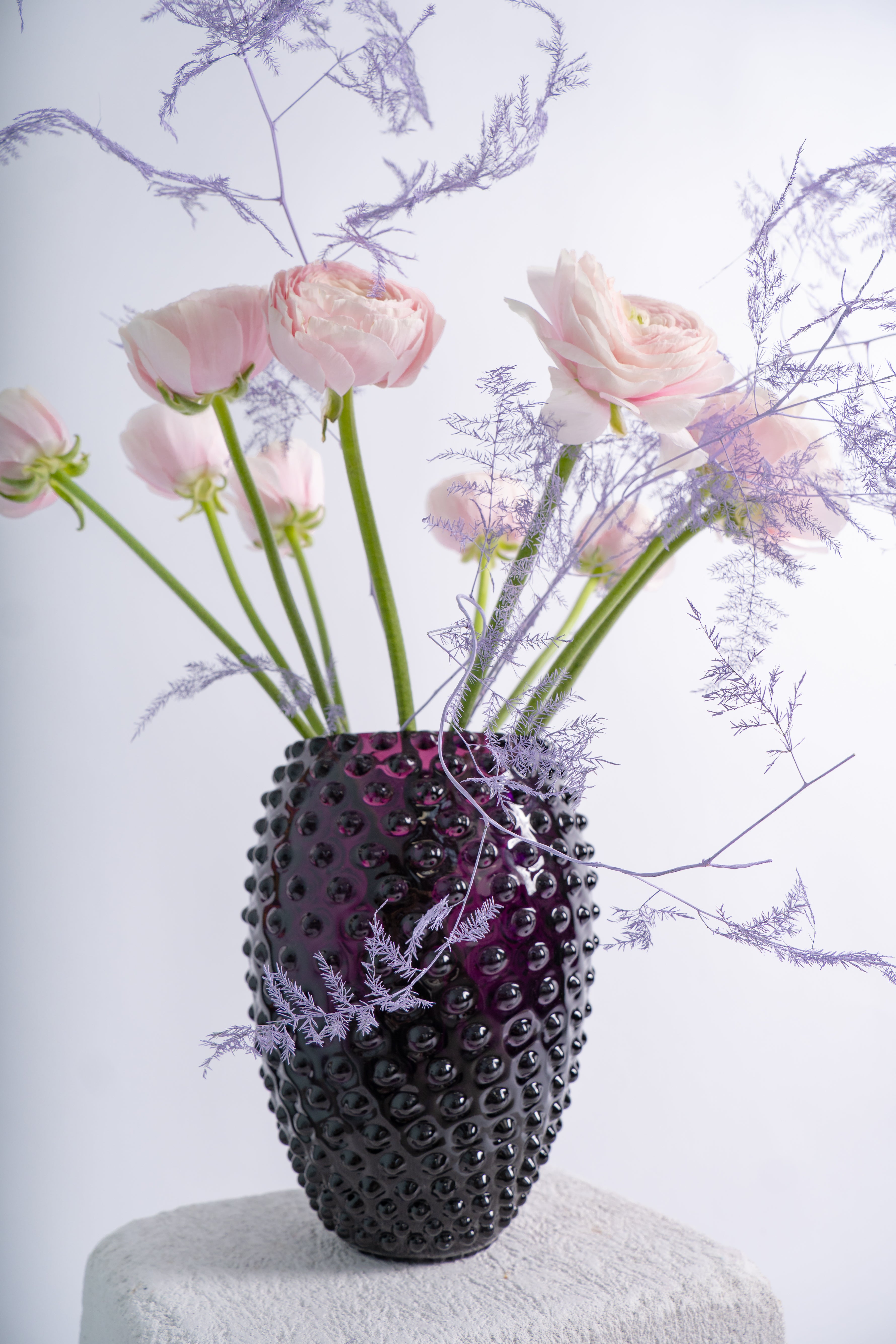 Oválná Hobnail Váza Violet