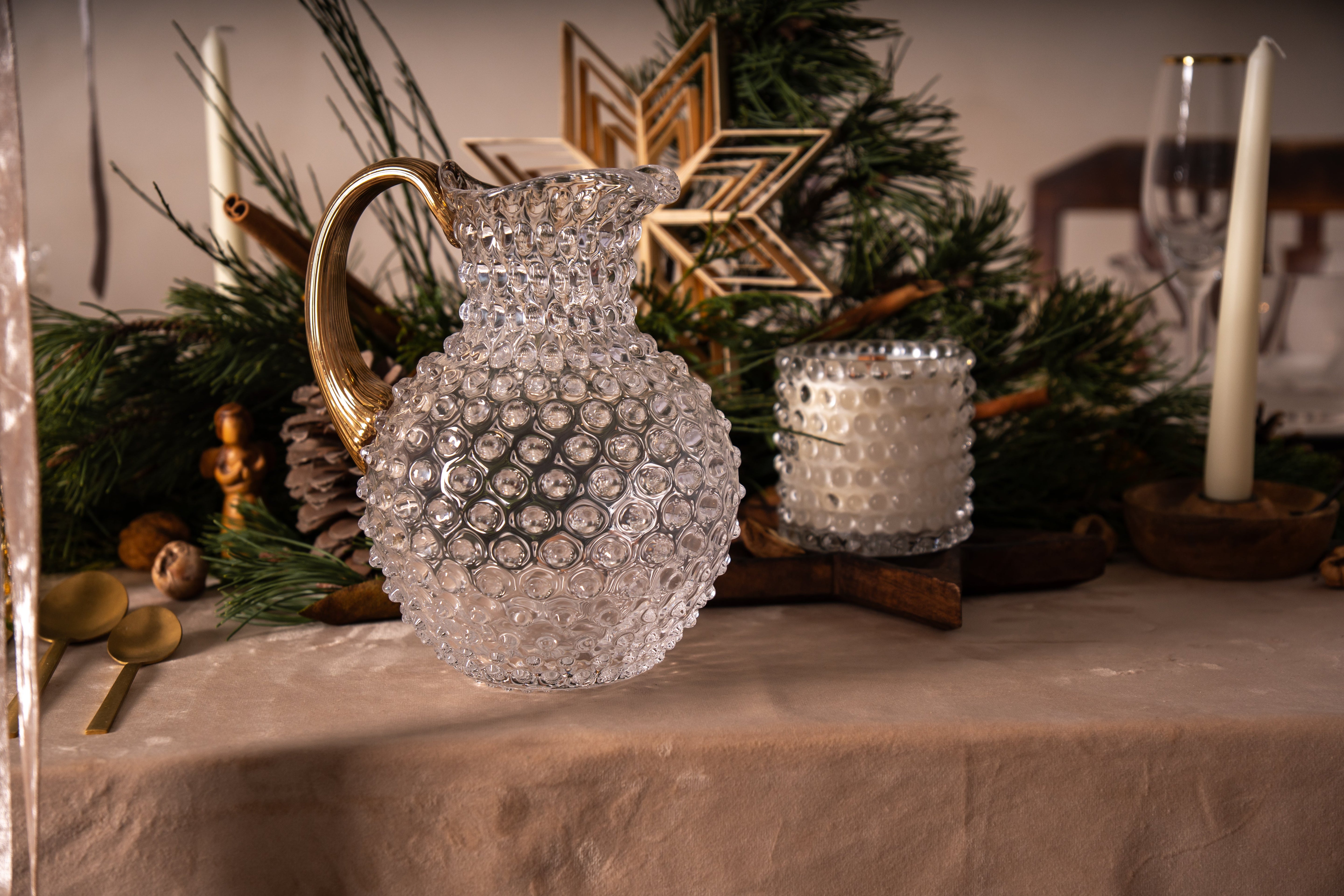Hobnail Džbán Crystal se Zlatým uchem
