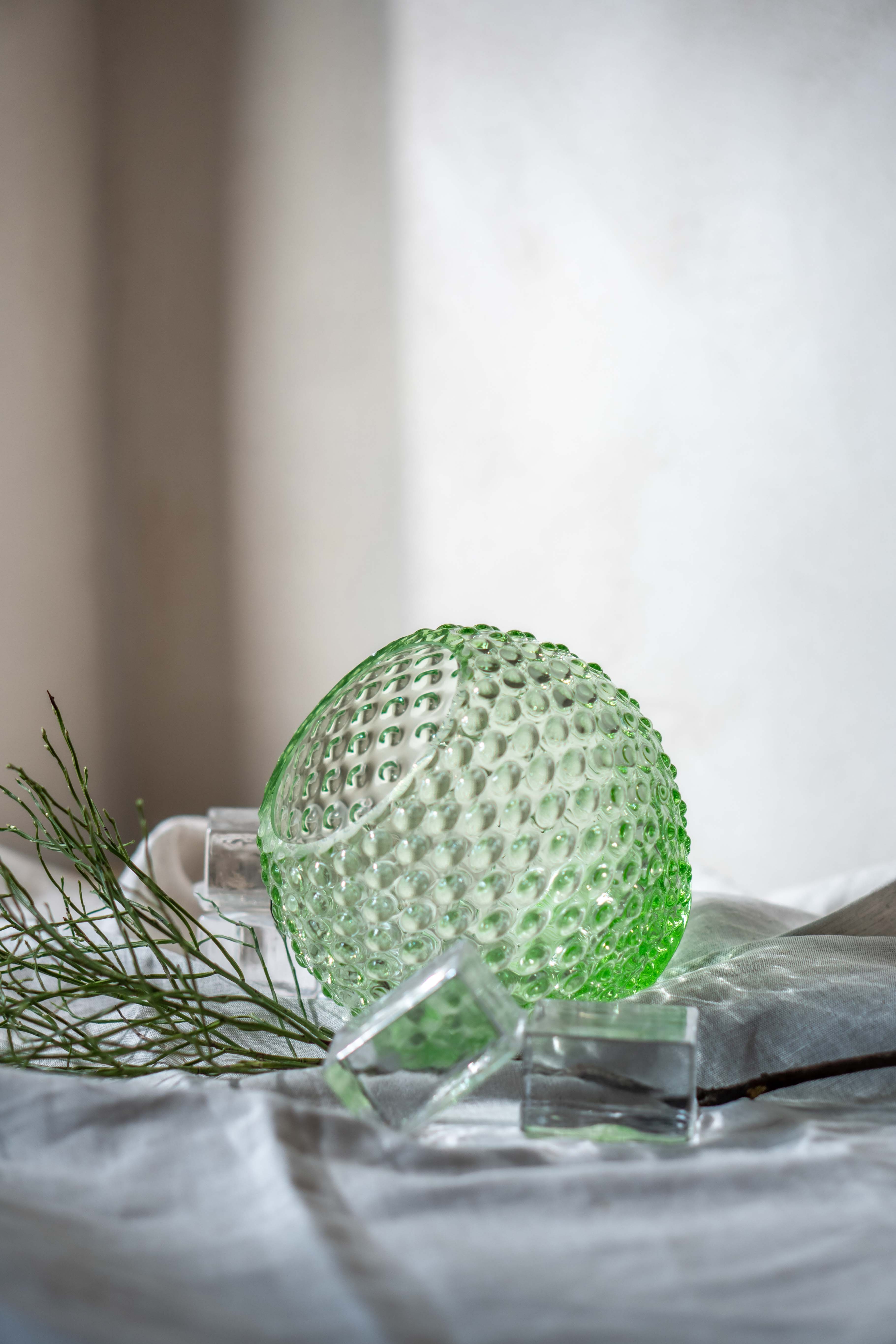 Hobnail Kulatá Váza Light Green